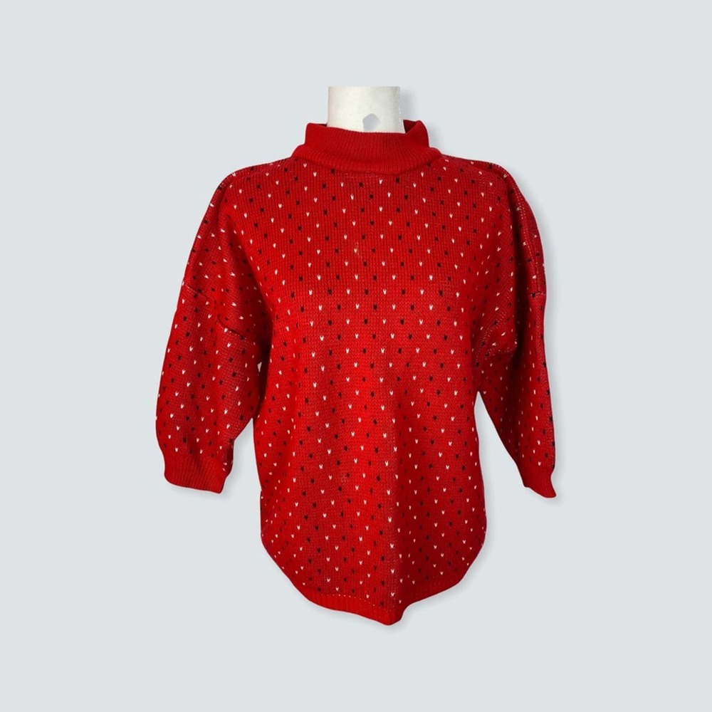 Vintage Original Venezia sportswear knit red white black and white sweater. OSFM